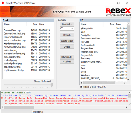 Rebex FTP 스크린샷